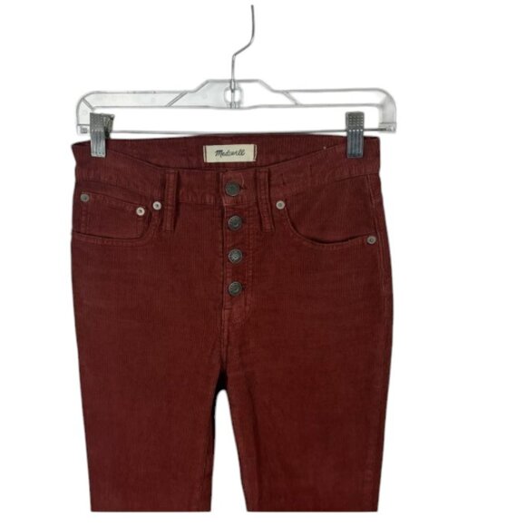 Madewell Cali Demi-Boot Jeans in Thin Corduroy Button-Front Edition Rust Red - Picture 3 of 7